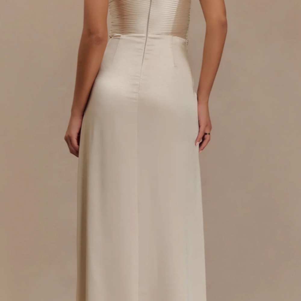 Larissa Satin Maxi Dress With Ruched Petals - Blush Gold (Meshki) - Picture 2 of 2